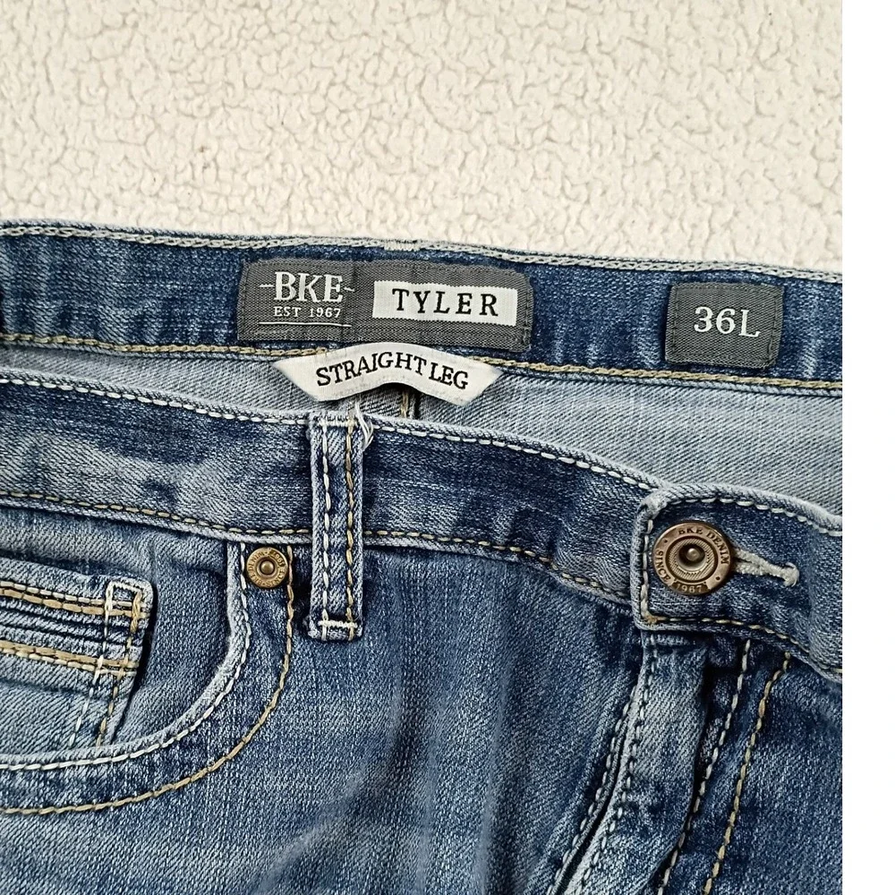 BKE Tyler Denim Shorts Mens 36 Blue Straight Leg Cut Off Hemmed Casual